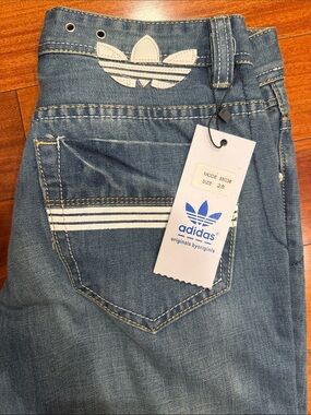 adidas Blue Denim Jeans with White Stripe Detail